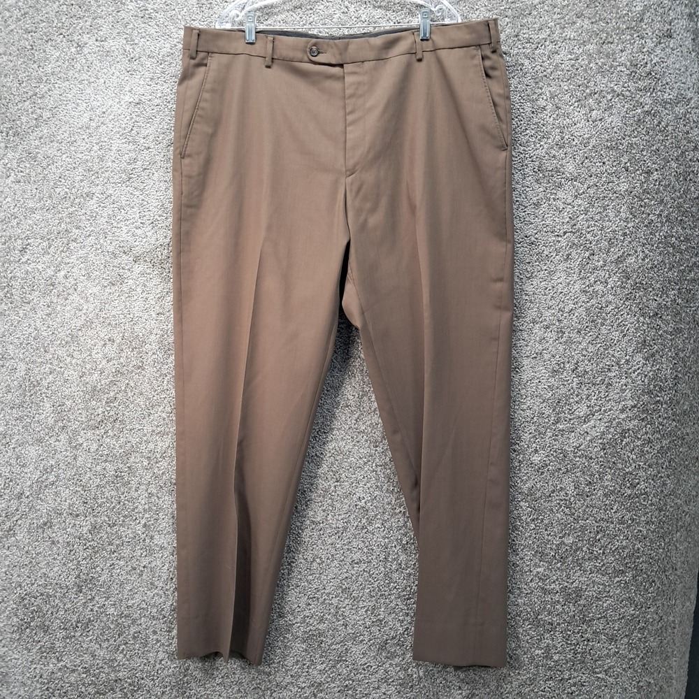 Pronto Uomo Couture Mens Brown 100% Wool Flat Front Dress Pants Size 44
